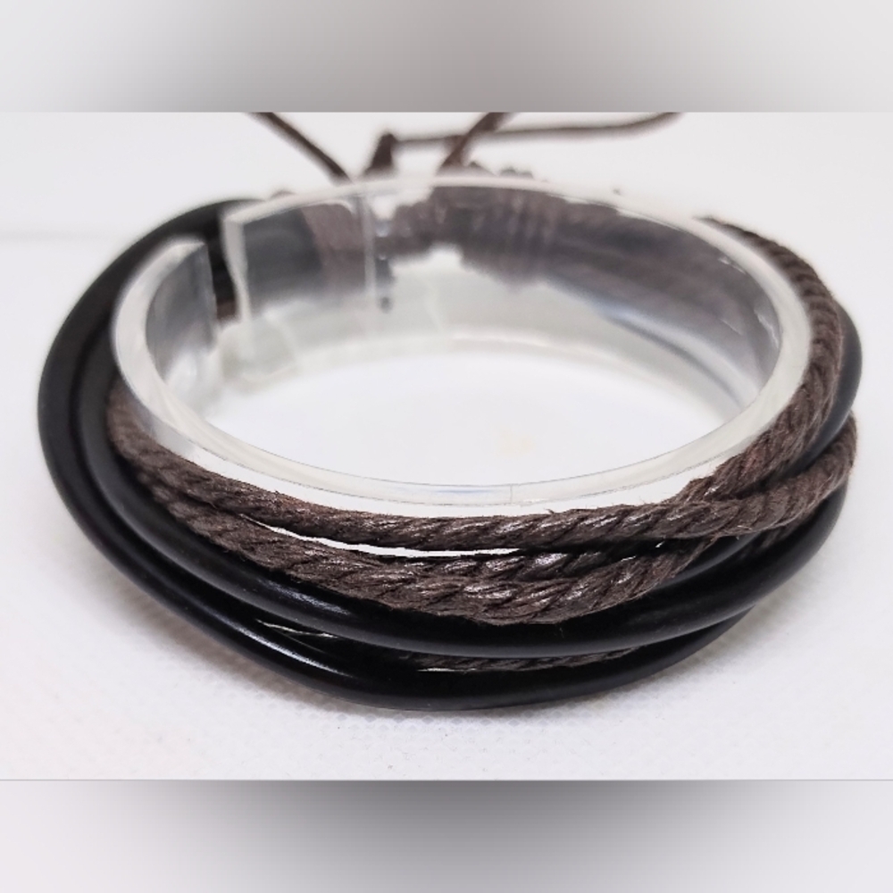 Men's‎ Bracelet Leather Braided Layered Brown New f40